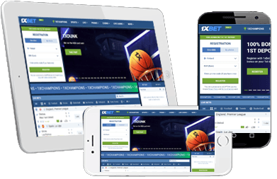 1xBet pelejä mobiililaitteiden näytöillä.